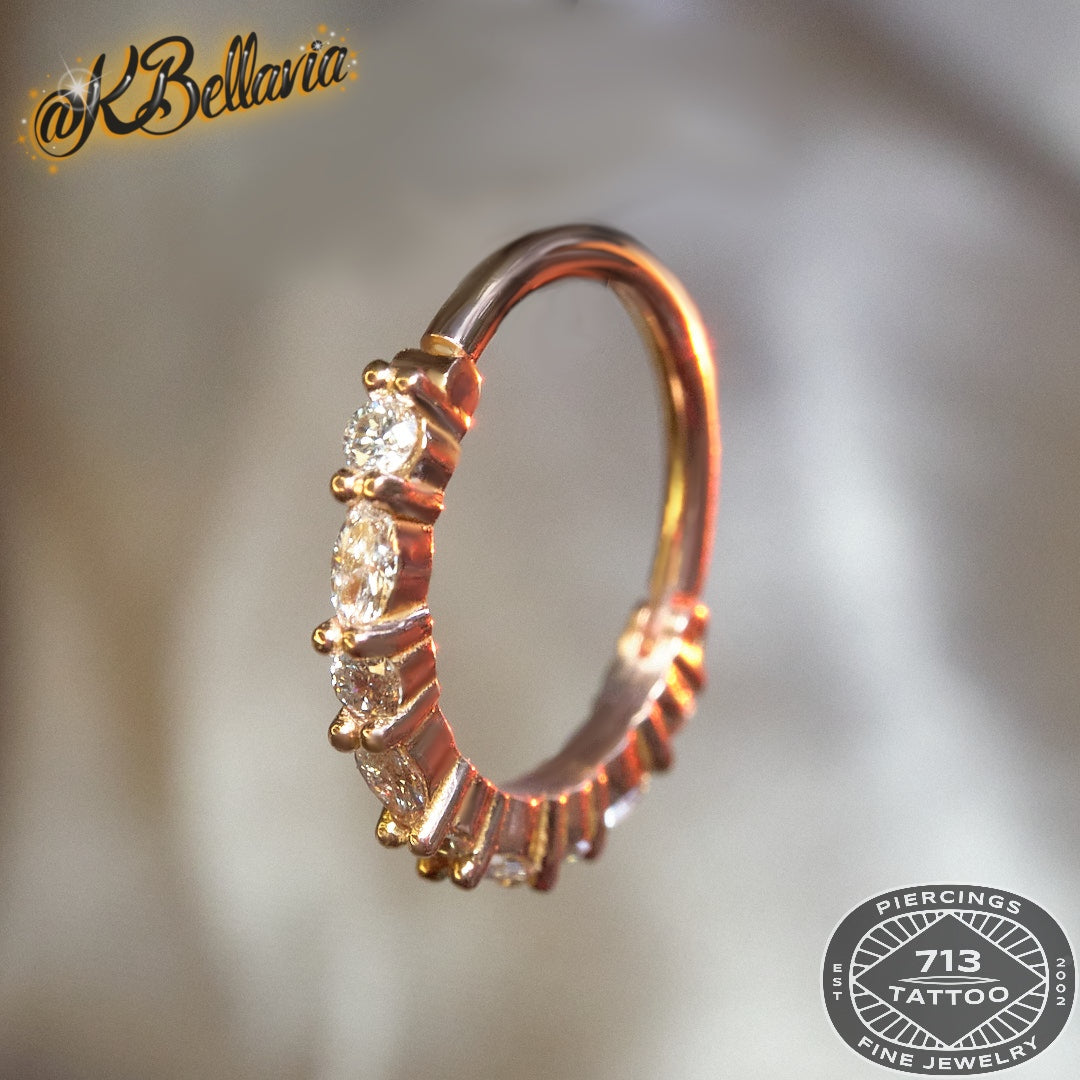 KIWI DIAMOND - LUANA SIDE- SET - CLICKER (GENUINE VS1 DIAMOND) - (NAVEL / CONCH CONFIGURATION) - 16G - CZ