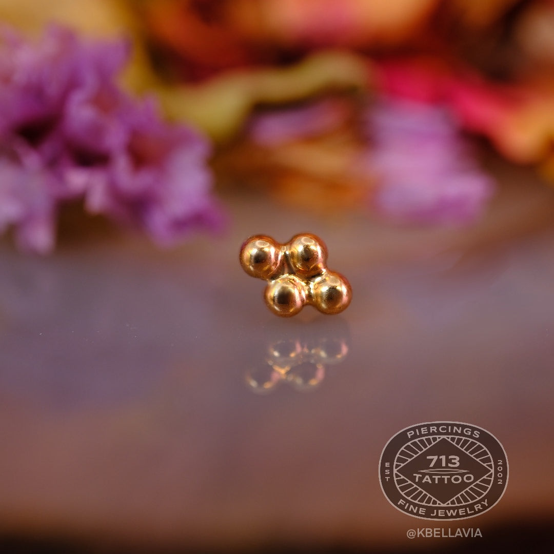 ANATOMETAL - QUAD BEAD CLUSTER 2MM - 18KT SOLID GOLD - THREADLESS END