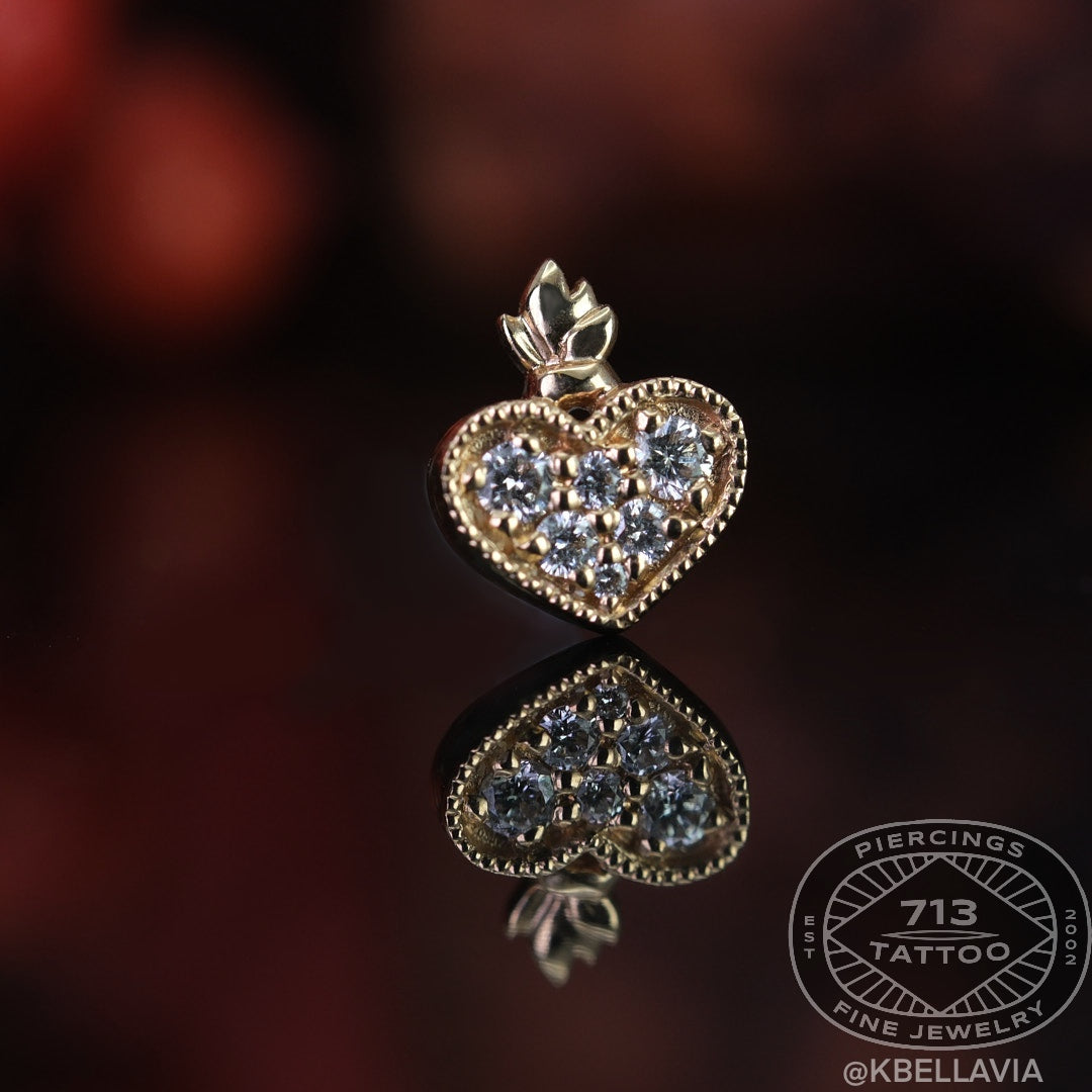 MODERN MOOD - HEART MILAGRO - 14KT SOLID GOLD - THREADLESS END
