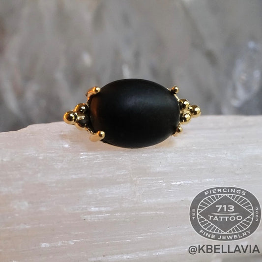 ANATOMETAL - FARATA - SANDBLASTED STONE - 18KT SOLID GOLD - THREADLESS END