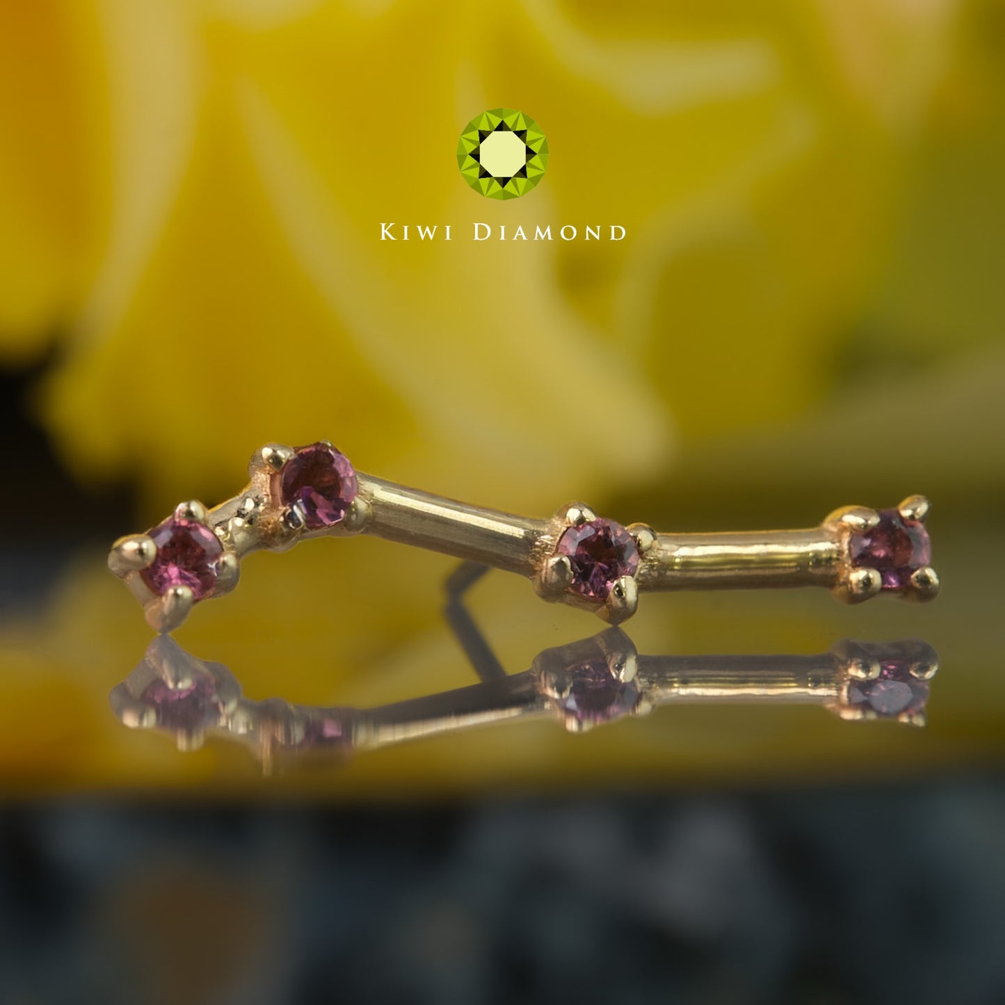 KIWI DIAMOND - CONSTELLATION STYLE END - 14KT SOLID GOLD - THREADLESS END