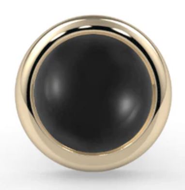 KIWI DIAMOND - CABOCHON BEZEL END - 3MM - SOLID GOLD - THREADLESS