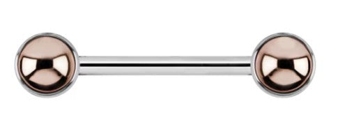 LEROI - DOUBLETTE SIDE-SET BARBELL - 14G - TITANIUM/YELLOW GOLD - THREADED