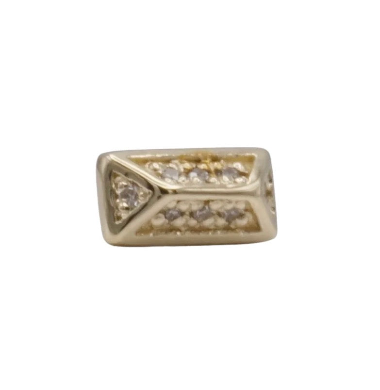 SEASONS HANDMADE JEWELRY - BAR PYRAMID ULTIMATE - 14KT SOLID GOLD - THREADLESS END