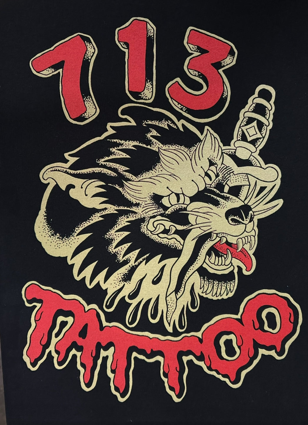 713 Tattoo Shirt - Wolf - Black - T-Shirt