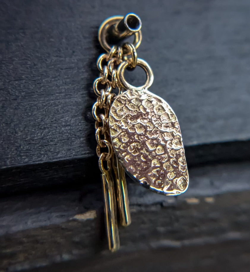 HIGH NOON HANDMADE - SANDMAN CHARM WITH ROUGH CHAMPAGNE IMPERIAL GARNET- 14KT YELLOW GOLD- CHARM
