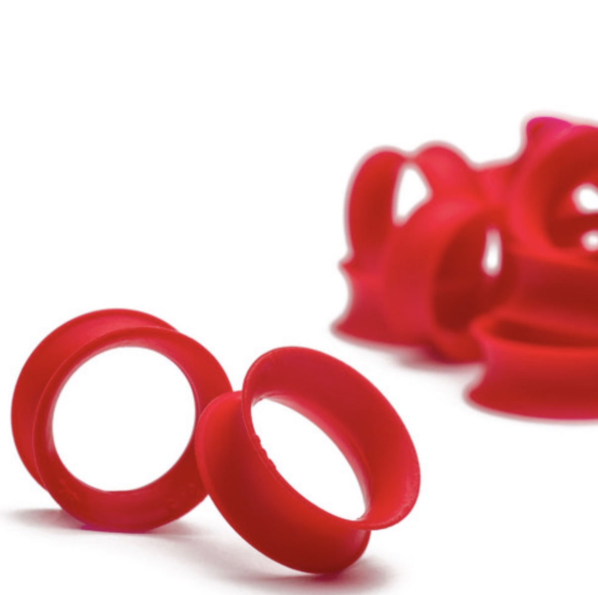 KAOS SOFTWEAR - BASIC SKIN EYELETS (10G THROUGH 1") - RED - SILICONE - EYELETS