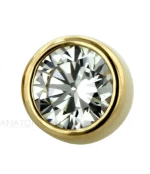 ANATOMETAL - BEZEL FACETED GEM (1.5mm) - 18KT SOLID GOLD - THREADLESS END