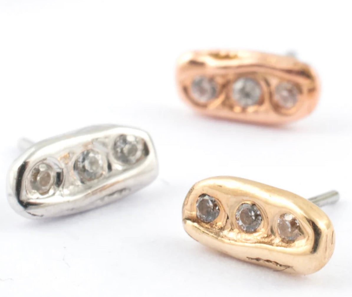 MAYA JEWELRY - ROUGH CUT - 14KT SOLID GOLD - THREADLESS END