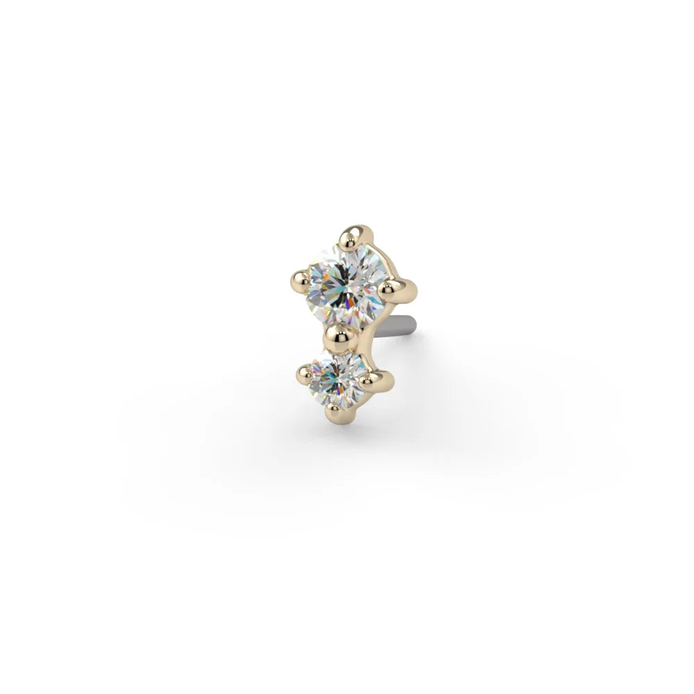 KIWI DIAMOND - DUO (SMALL) - 14KT SOLID GOLD - THREADLESS END