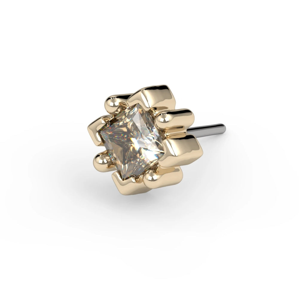 KIWI DIAMOND - RAE END (2MM) - 14KT SOLID GOLD - THREADLESS END