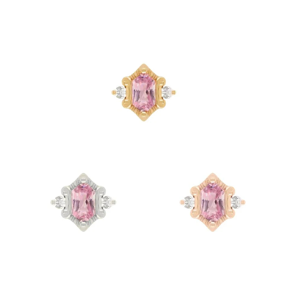 BUDDHA JEWELRY - REYNA - PINK TOURMALINE - 14KT SOLID GOLD - THREADLESS END
