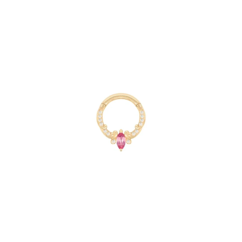 BUDDHA JEWELRY - COTERIE - PINK TOURMALINE - 14KT SOLID GOLD - CLICKER