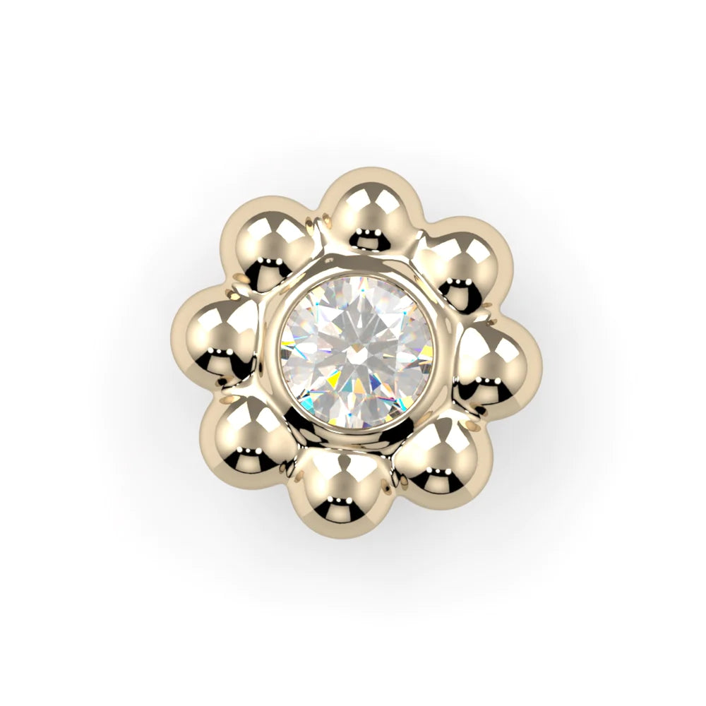 KIWI DIAMOND - FLOWER - 14KT SOLID GOLD - THREADLESS END