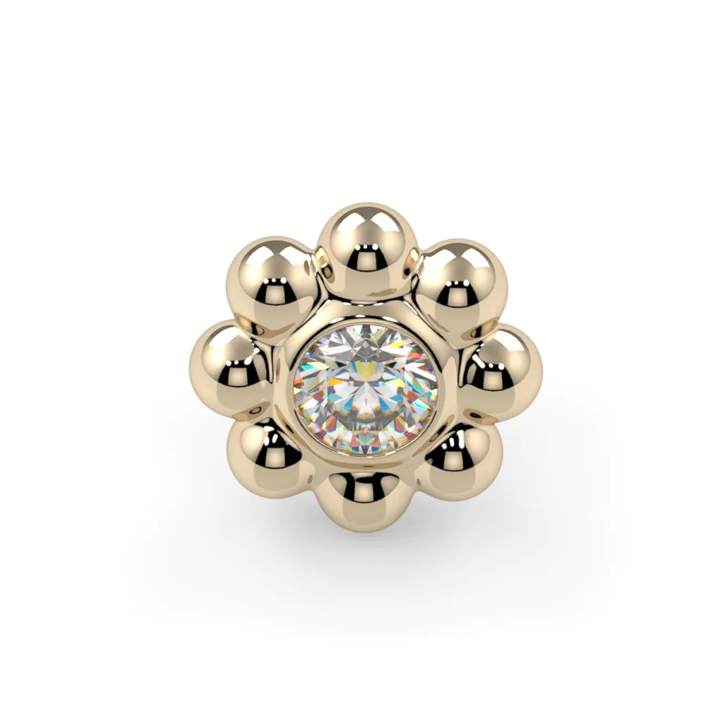 KIWI DIAMOND - FLOWER - 14KT SOLID GOLD - THREADLESS END