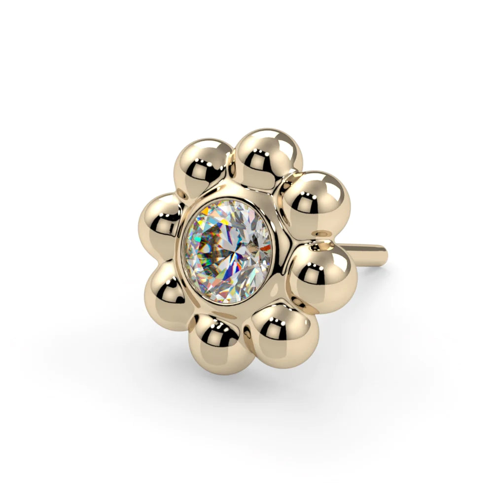 KIWI DIAMOND - FLOWER - 14KT SOLID GOLD - THREADLESS END