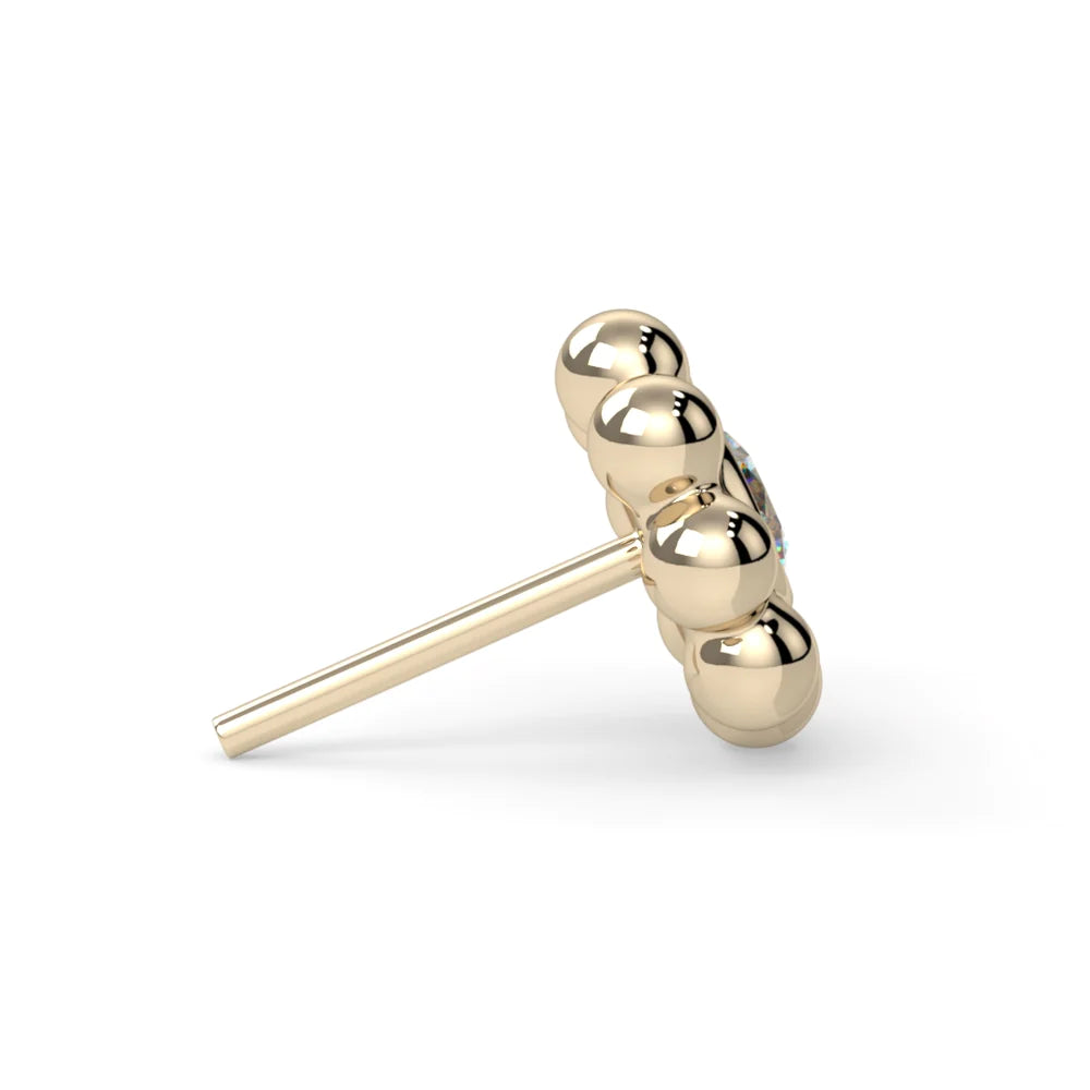 KIWI DIAMOND - FLOWER - 14KT SOLID GOLD - THREADLESS END
