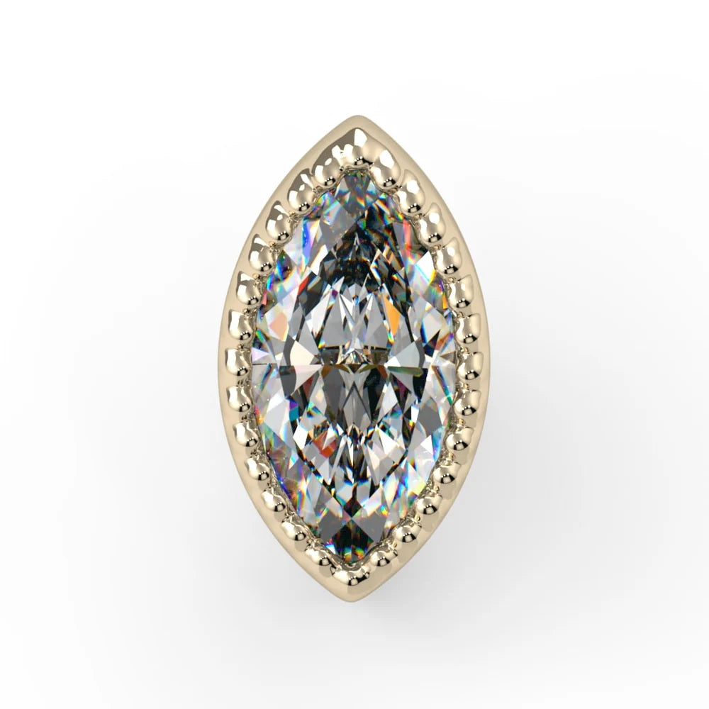 KIWI DIAMOND - MILGRAIN MARQUISE BEZEL (3MM X 1.5MM) - THREADLESS END