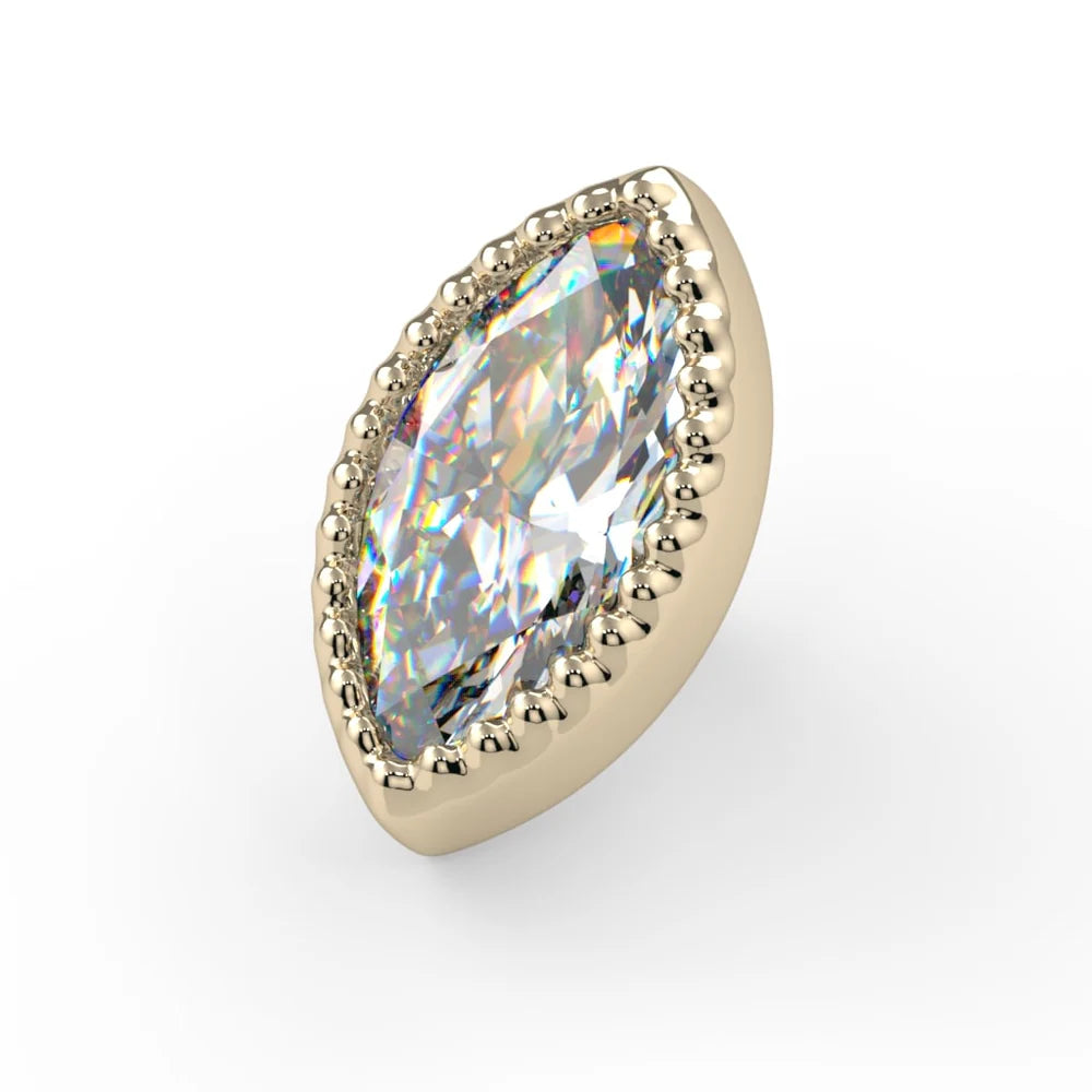 KIWI DIAMOND - MILGRAIN MARQUISE BEZEL (3MM X 1.5MM) - THREADLESS END