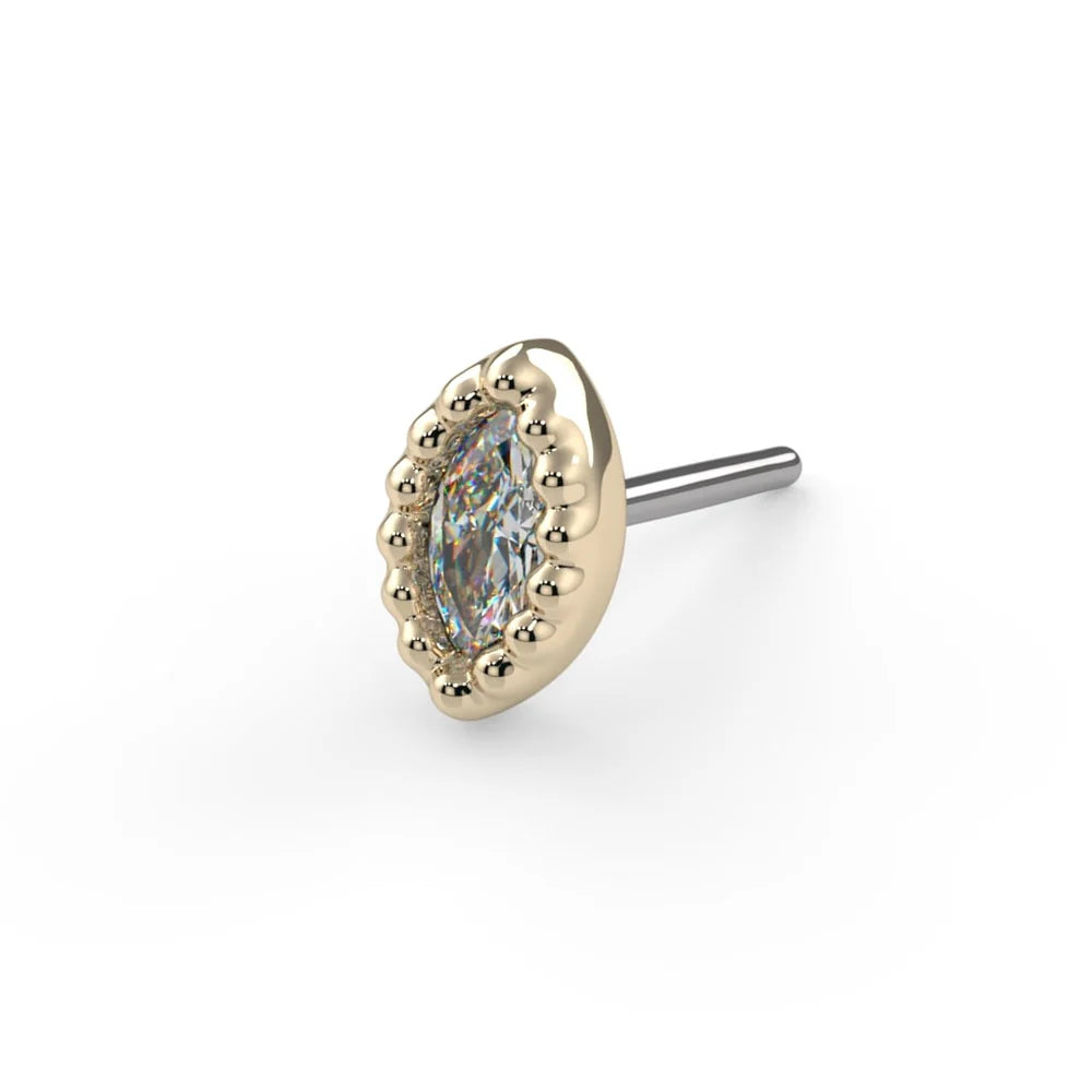 KIWI DIAMOND - MILGRAIN MARQUISE BEZEL (3MM X 1.5MM) - THREADLESS END