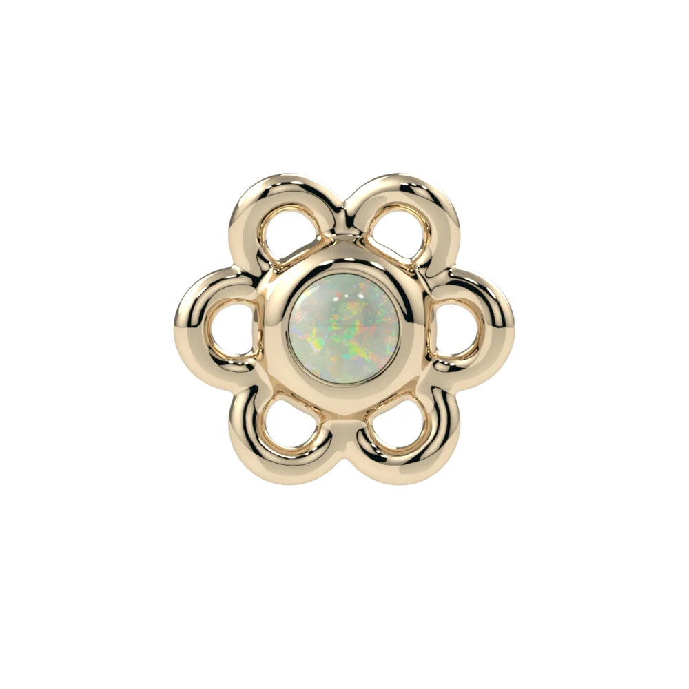 KIWI DIAMOND - LILA FLOWER - 14KT SOLID GOLD - THREADLESS END