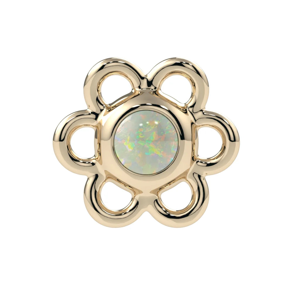 KIWI DIAMOND - LILA FLOWER - 14KT SOLID GOLD - THREADLESS END