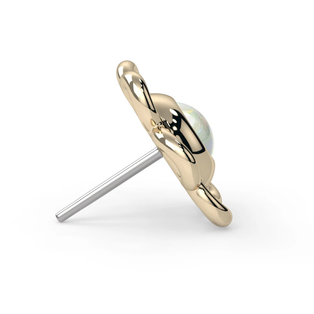 KIWI DIAMOND - LILA FLOWER - 14KT SOLID GOLD - THREADLESS END