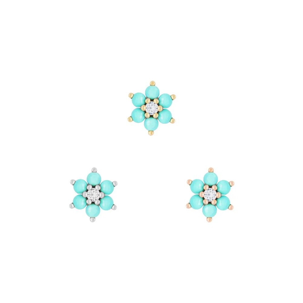BUDDHA JEWELRY - CULTIVATE - TURQUOISE - 14KT SOLID GOLD - THREADLESS END