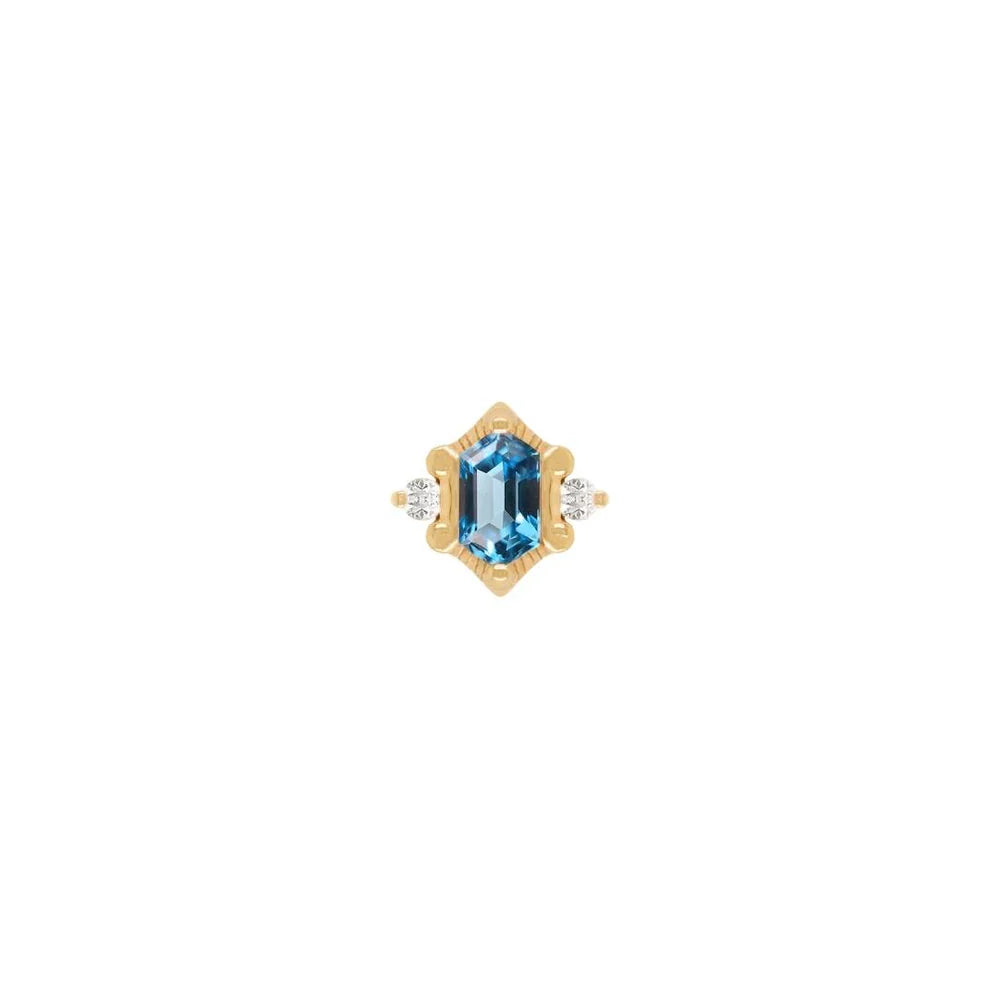 BUDDHA JEWELRY - REYNA - LONDON BLUE TOPAZ - 14KT SOLID GOLD - THREADLESS END