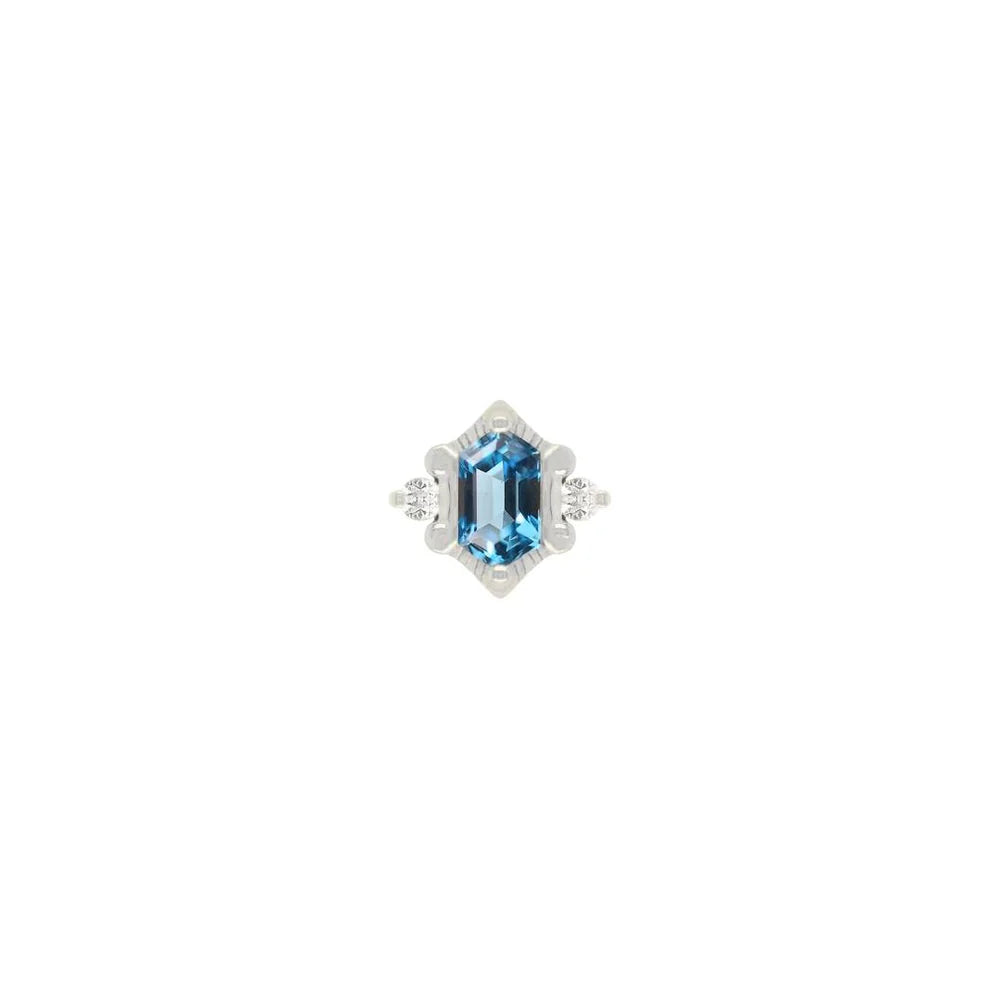 BUDDHA JEWELRY - REYNA - LONDON BLUE TOPAZ - 14KT SOLID GOLD - THREADLESS END