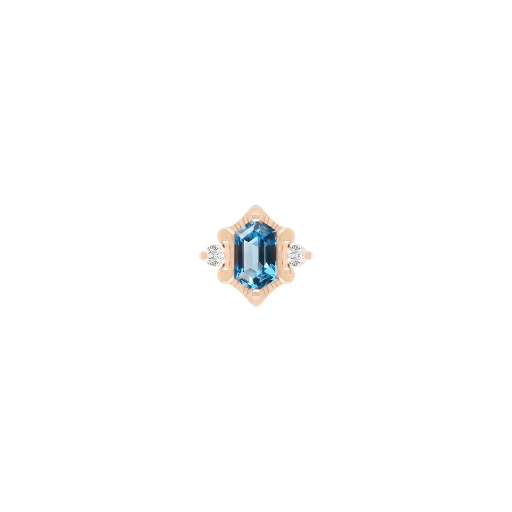 BUDDHA JEWELRY - REYNA - LONDON BLUE TOPAZ - 14KT SOLID GOLD - THREADLESS END