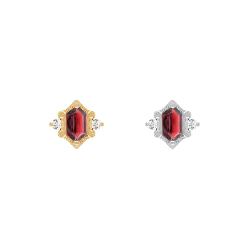 BUDDHA JEWELRY - REYNA - GARNET- 14KT SOLID GOLD - THREADLESS END
