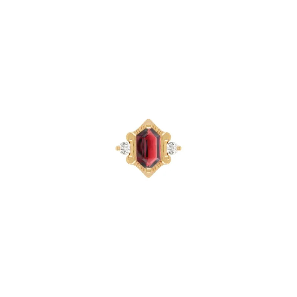 BUDDHA JEWELRY - REYNA - GARNET- 14KT SOLID GOLD - THREADLESS END