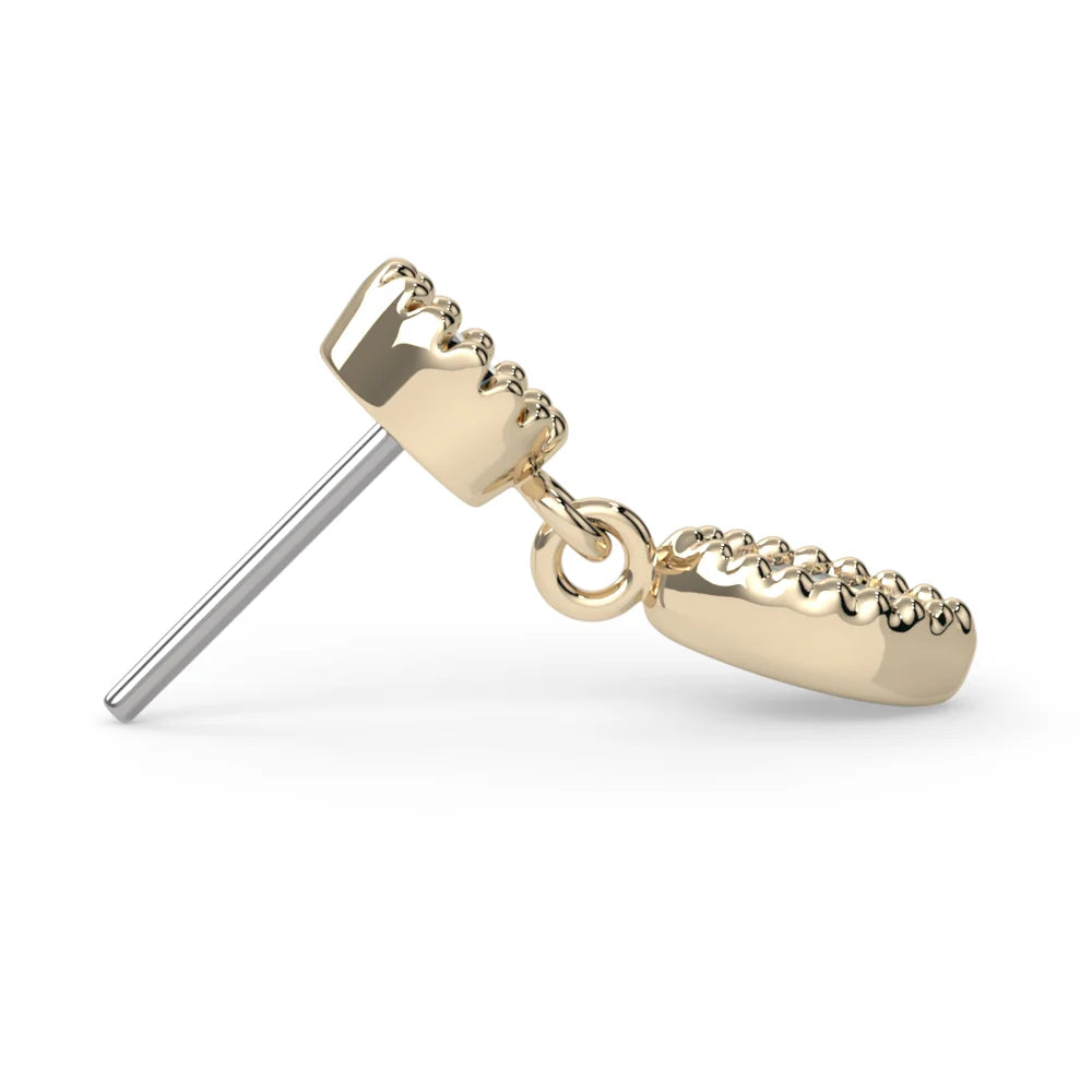 KIWI DIAMOND - MILGRAIN MARQUISE DANGLE - 14KT SOLID GOLD - THREADLESS END