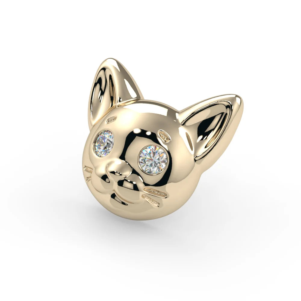 KIWI DIAMOND - KITTY CAT - 14KT SOLID GOLD - THREADED END