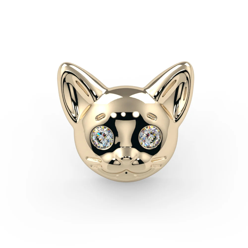 KIWI DIAMOND - KITTY CAT - 14KT SOLID GOLD - THREADED END