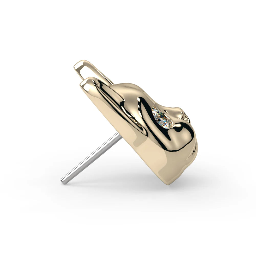KIWI DIAMOND - FRENCH BULLDOG END - 14KT SOLID GOLD - THREADED END