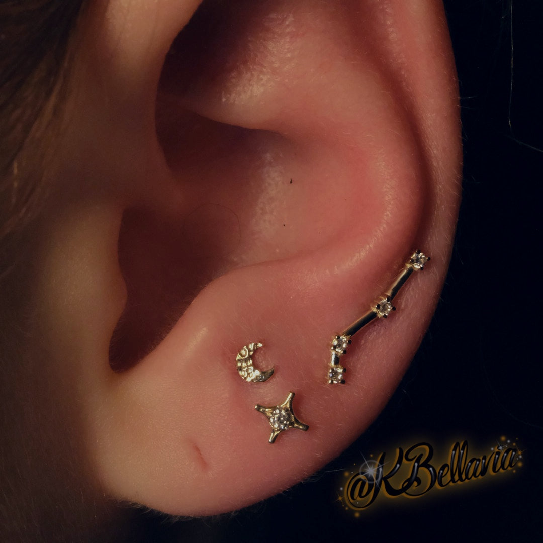 KIWI DIAMOND - CONSTELLATION STYLE END - 14KT SOLID GOLD - THREADLESS END