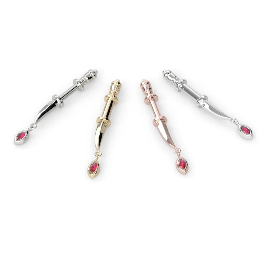KIWI DIAMOND - SHORTY'S DAGGER - 14KT SOLID GOLD - THREADED END
