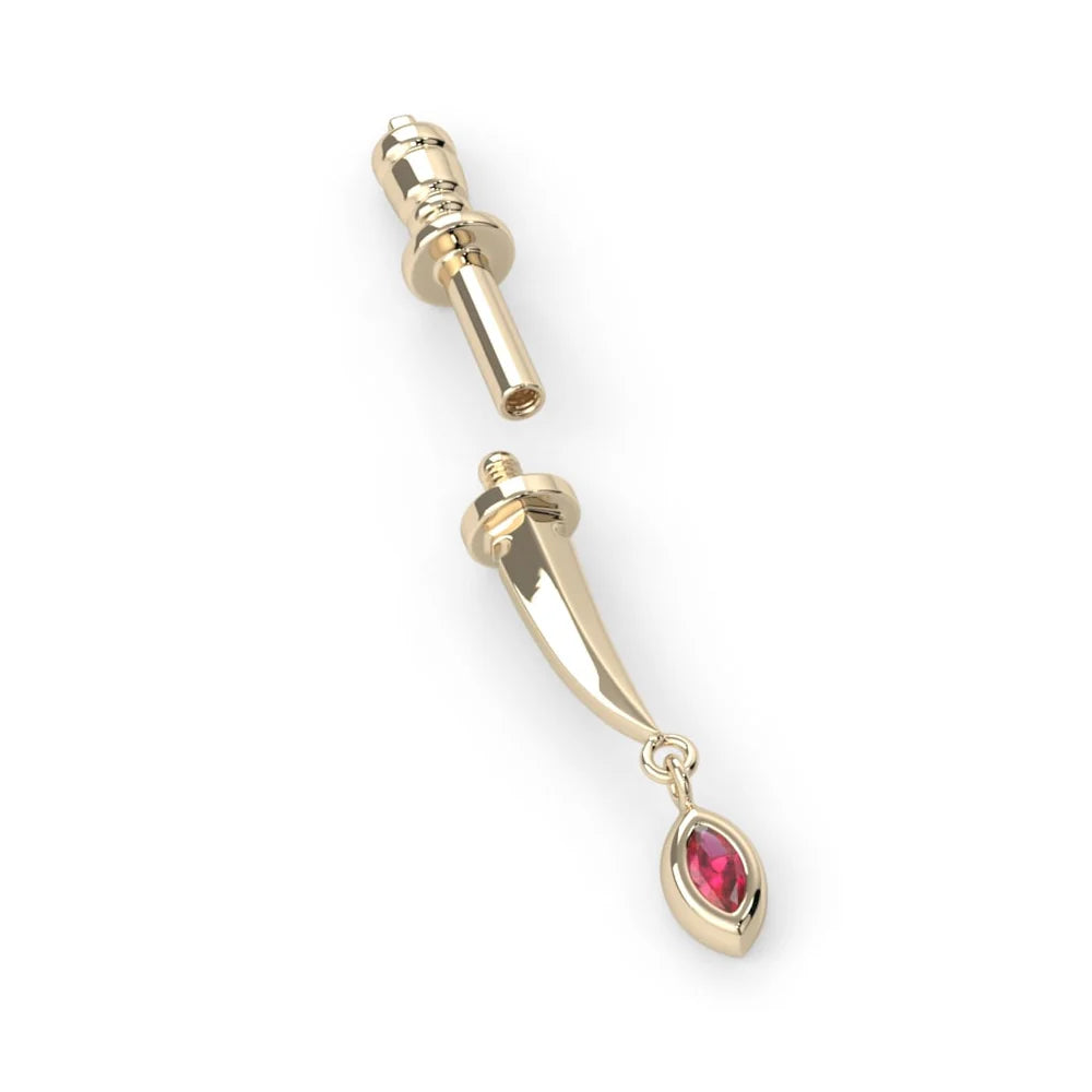 KIWI DIAMOND - SHORTY'S DAGGER - 14KT SOLID GOLD - THREADED END