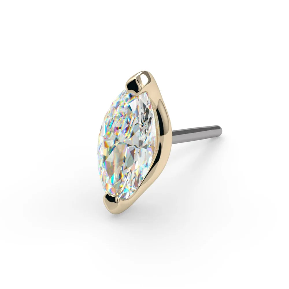 KIWI DIAMOND - LOW PROFILE MARQUISE PRONG (3mm x 1.5mm) - THREADLESS END