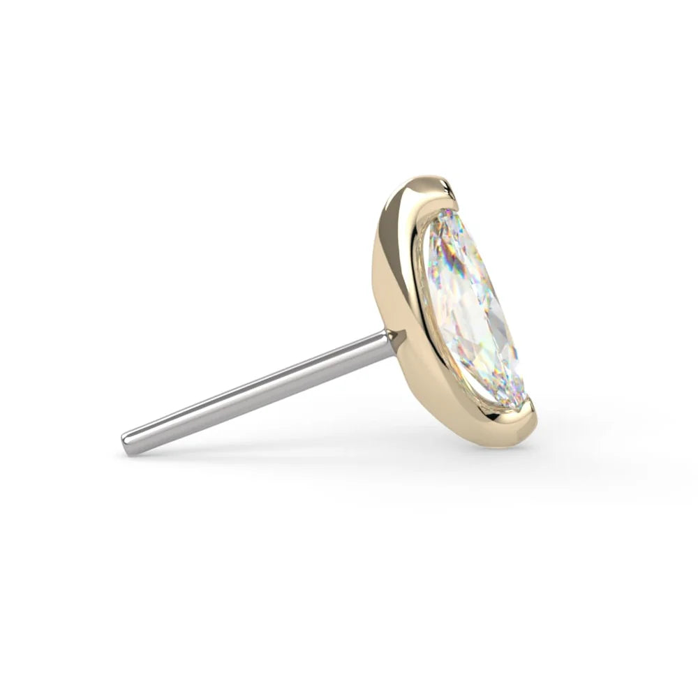 KIWI DIAMOND - LOW PROFILE MARQUISE PRONG (3mm x 1.5mm) - THREADLESS END