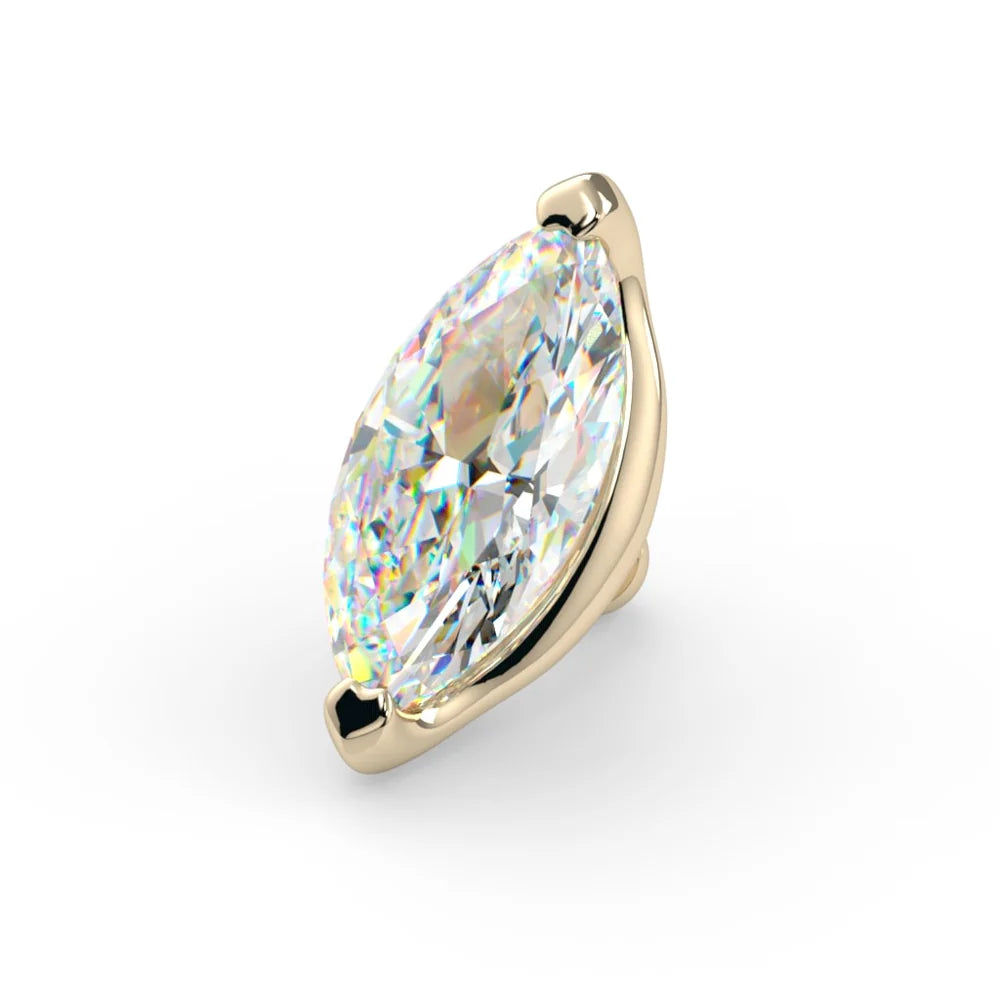 KIWI DIAMOND - LOW PROFILE MARQUISE PRONG (3mm x 1.5mm) - THREADLESS END