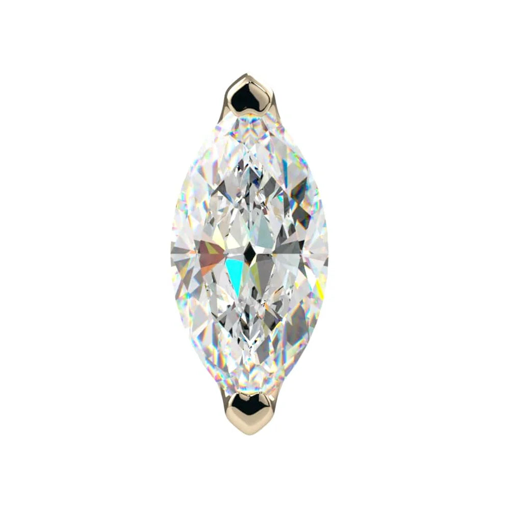 KIWI DIAMOND - LOW PROFILE MARQUISE PRONG (3mm x 1.5mm) - THREADLESS END