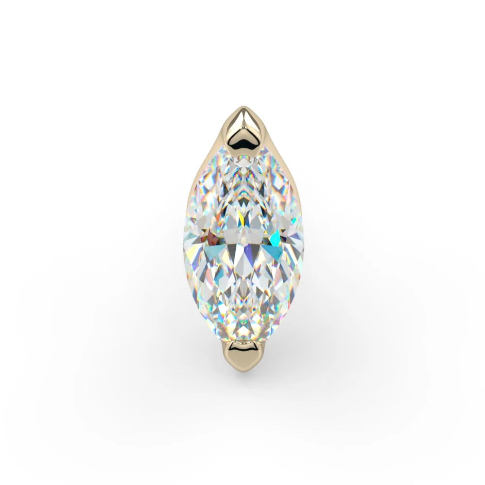 KIWI DIAMOND - LOW PROFILE MARQUISE PRONG (3mm x 1.5mm) - THREADLESS END