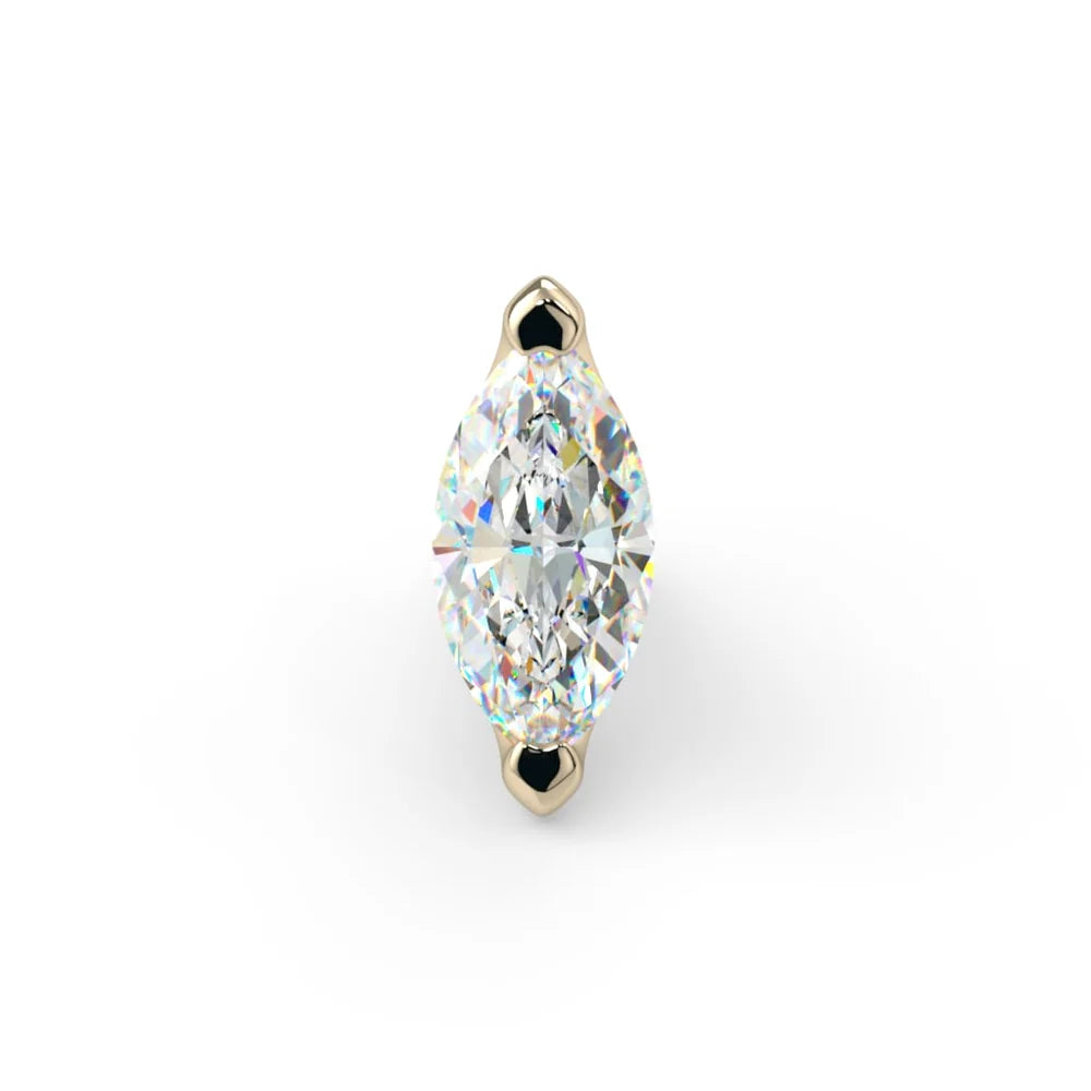KIWI DIAMOND - LOW PROFILE MARQUISE PRONG (3mm x 1.5mm) - THREADLESS END