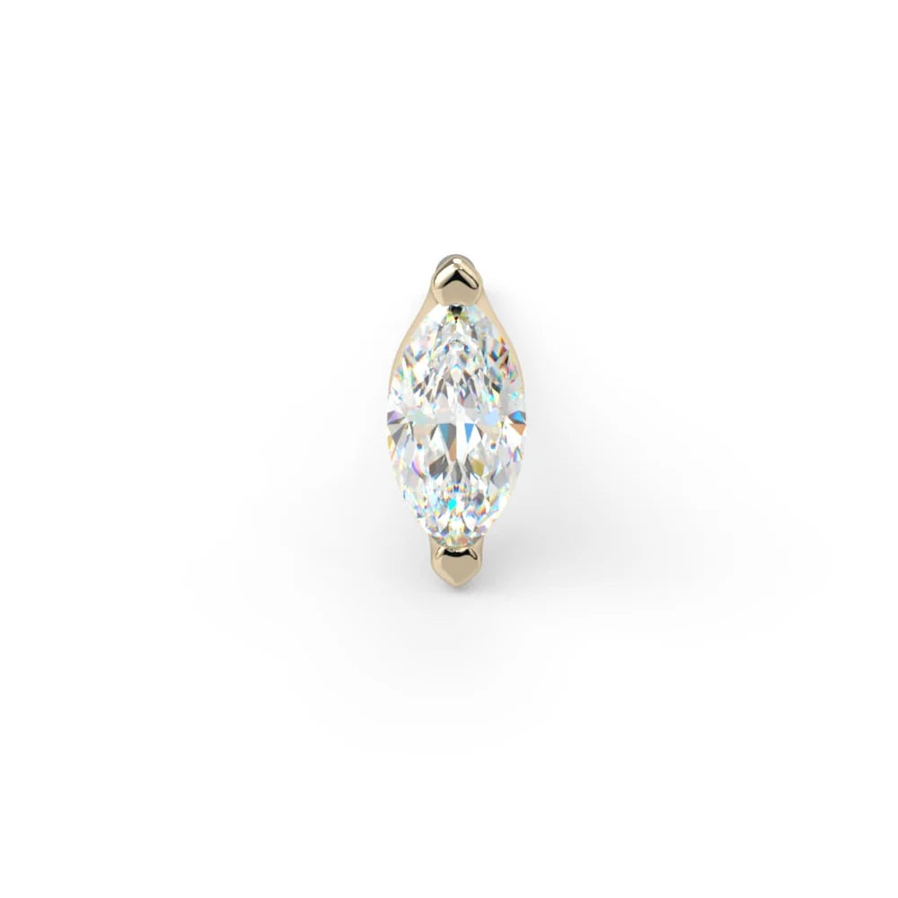 KIWI DIAMOND - LOW PROFILE MARQUISE PRONG (3mm x 1.5mm) - THREADLESS END