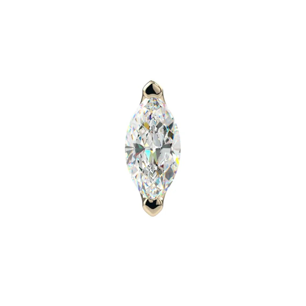 KIWI DIAMOND - LOW PROFILE MARQUISE PRONG (3mm x 1.5mm) - THREADLESS END
