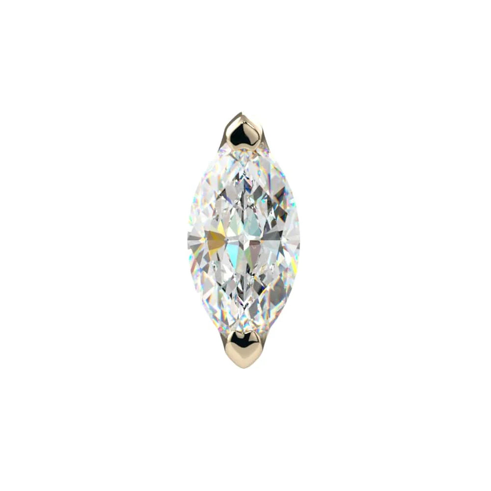 KIWI DIAMOND - LOW PROFILE MARQUISE PRONG (3mm x 1.5mm) - THREADLESS END