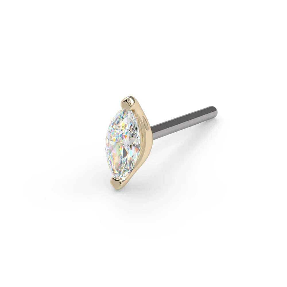 KIWI DIAMOND - LOW PROFILE MARQUISE PRONG (3mm x 1.5mm) - THREADLESS END